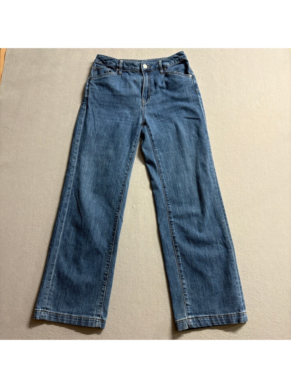 Chico's Wide Leg Jeans Womens Size 0 Blue Denim High Rise Stretch Cropped